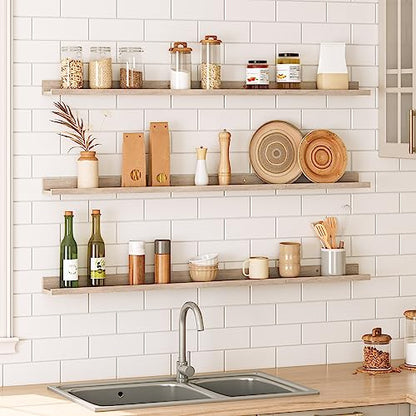 HOOBRO Floating Shelves, Wall Shelf Set of 3, 47.2 Inches Hanging Shelf - color: Greige, size: 47.2 Inches