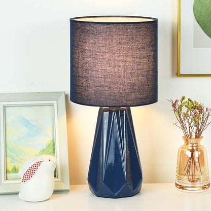 Elisa Navy Blue Small Table Lamp for Living Room as Bedside Table Lamp for Bedroom,Modern Ceramic Kids Night Table Lamp,Φ6.1×H12.4IN,Bulb Excluded - color: Navy Blue