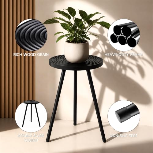Lawn Social Tall Plant Stand Indoor, 20" Wood Metal Pedestal, Black - color: Black