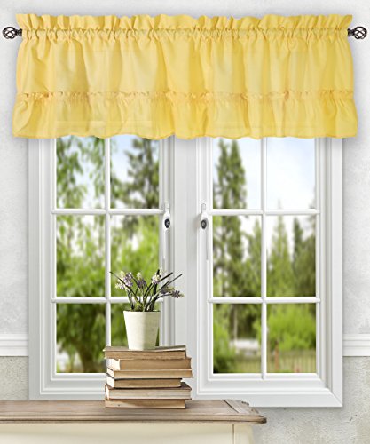 Ellis Curtain Stacey 54-by-13 Inch Ruffled Filler Valance (Yellow) - color: Yellow