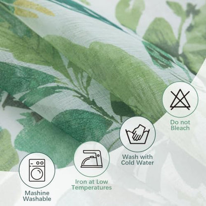 Green Sheer Curtains 63 Inch Length for Living Room 2 Panels - color: Tropical Leaf and Bird, size: 50"W x 63"L (Pack of 2)