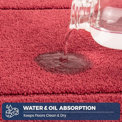 PURRUGS Kitchen Rug and Runner, 24" x 35.5"+ 24" x 59", Burgundy Red - color: Burgundy Red, size: 24" X 35.5"+ 24" X 59"
