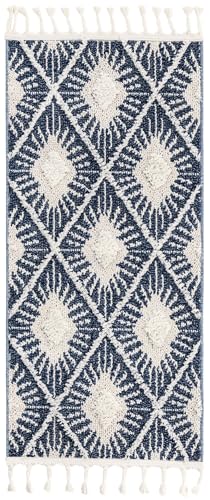 Rugs.com Boho Collection Rug – 4 Ft Runner Blue Medium-Pile Rug Perfect for Hallways, Entryways - color: Blue, size: 2' x 4' Runner