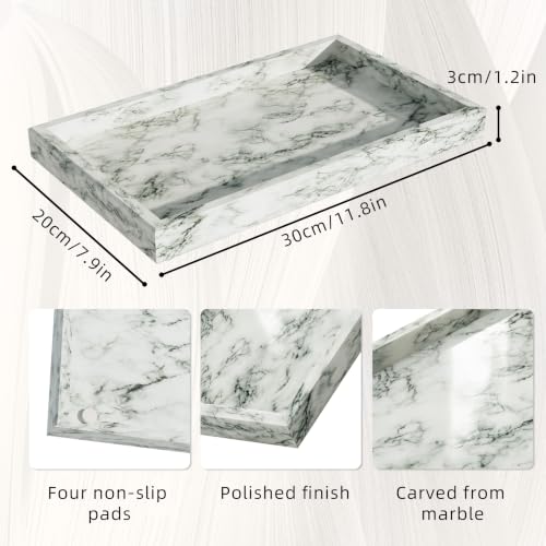 Decorative Natural Marble Vanity Trays,11.8x7.9x1.2in,Cyan Green - color: Cyan Green Texture