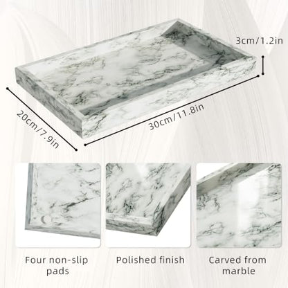 Decorative Natural Marble Vanity Trays,11.8x7.9x1.2in,Cyan Green - color: Cyan Green Texture