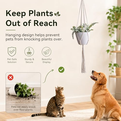 Artilady Macrame Plant Hanger Indoor,Boho Hanging Planter Holder for Window - color: Beige a
