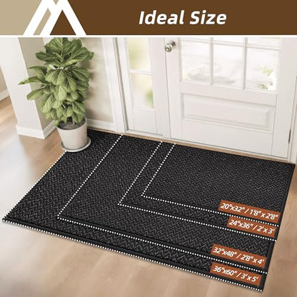 COSY HOMEER Dirt Trapper Door Mat 20"x32" Non Slip Washable Black - color: Black, size: 20" x 32"