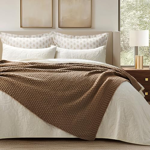 EVERGRACEHOME Chunky Chenille Knit Throw Blanket, 50 x 60, Camel Brown - color: Camel Brown, size: 50" X 60"