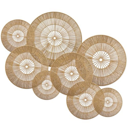 YIYA Set of 8 Boho Wall Decoration Jute Wall Decor Baskets Round Hand Woven Wicker Rattan Wall Art for Living Room Farmhouse Bedroom Nursery