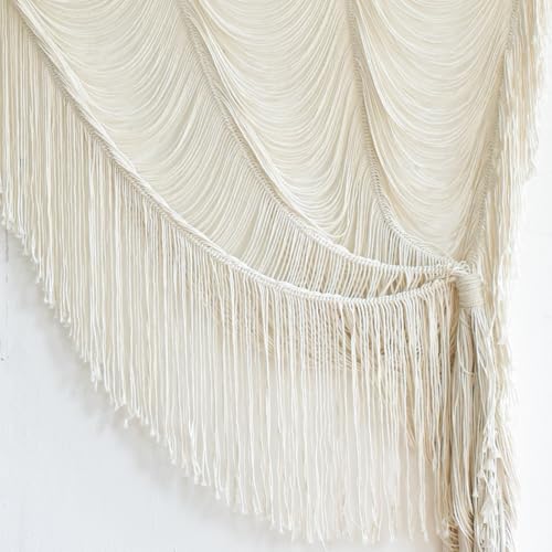 2 Panels Macrame Curtains 59"W*75"L Boho Doorway Window Curtains Handwoven - color: Ivory *2