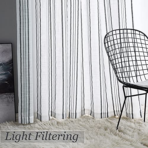 SXZJTEX Cafe Curtains Striped Kitchen Black 24 Inch Sheer Tiers Pinstripe - color: Black, size: 27"W x 24"L (Pack of 2)