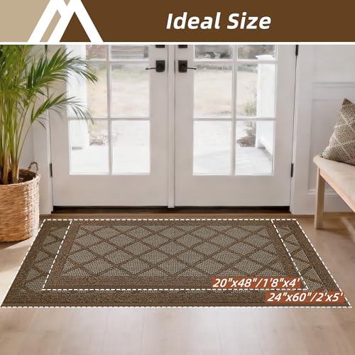 COSY HOMEER Non-Slip Door Mat 20"x48",Entryway Rugs Low Profile,Brown - color: Brown, size: 4' x 1'8" (Rectangular)