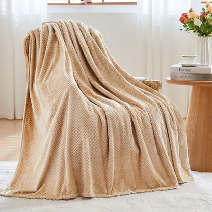 NEWCOSPLAY Fleece Leaves Pattern Twin Blanket, Brown, 60"x80" - color: Brown, size: Twin(60"x80")