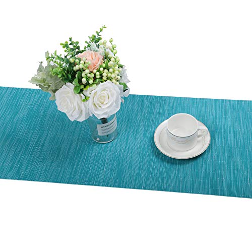 SHACOS Teal Blue Woven Placemats Set of 6 Place Mats for Dining Table - color: Teal Blue, size: Set of 6