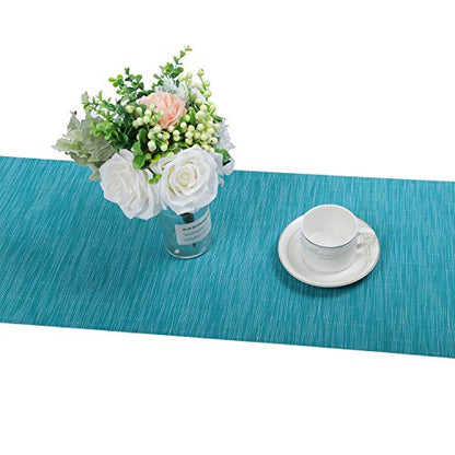 SHACOS Teal Blue Woven Placemats Set of 6 Place Mats for Dining Table - color: Teal Blue, size: Set of 6