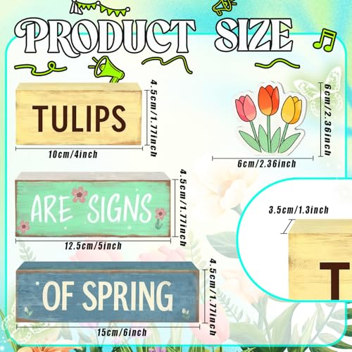 Spring Decoration Wooden Tiered Tray Decor – Tulips Spring Stacked Block Sign with Floral Accent – Farmhouse Tabletop Spring Decor for Shelf Mantel Seasonal Home Display - style: Tulips