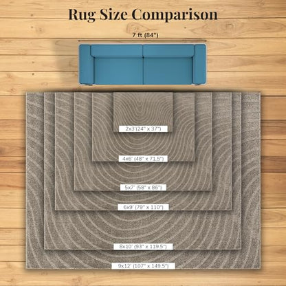 LUXE WEAVERS Modern Geometric Wave Taupe 5x7 Area Rug - color: Taupe, size: 5' x 7' (Rectangular)