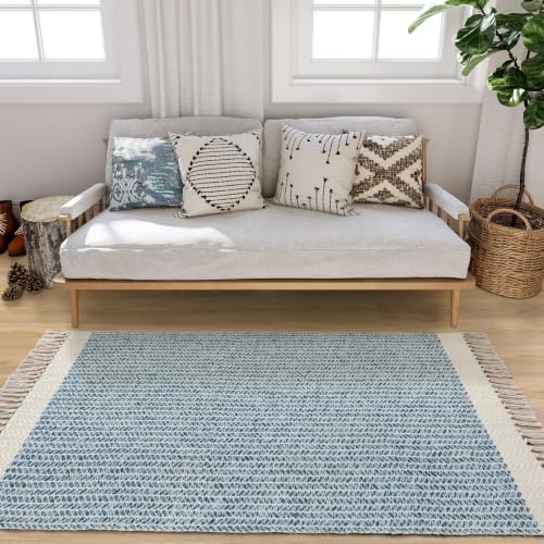 Lahome Boho Bathroom Rugs, 3x5 Washable Area Rug for Kitchen Bedroom Entry - color: Blue/Multi, size: 3' x 5' (Rectangular)