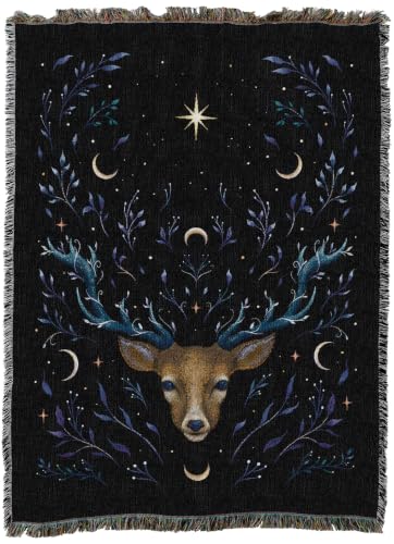 Pure Country Weavers Deer Dream Blanket by Episodic Drawing- Fantasy Gift Tapestry Throw Woven from Cotton - Made in The USA (60x80) - color: Deer Dream, size: 60x80