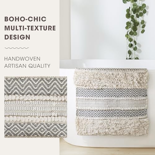 INK+IVY Asher Non-Slip Bath Rug Absorbent Quick Dry Striped, 20 x 32, Grey - color: Grey, size: 1'8" x 2'8" (Rectangular)
