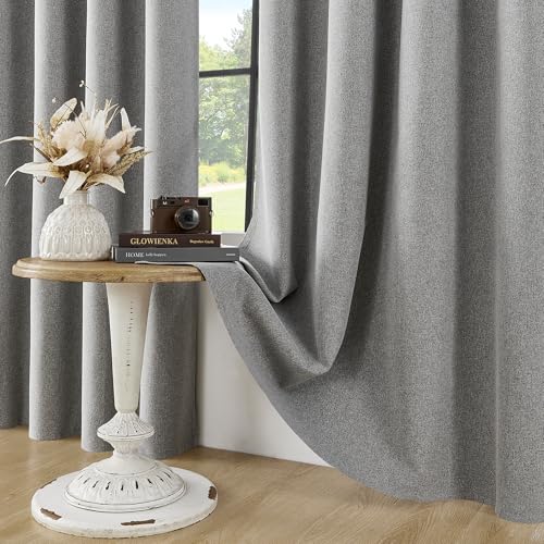 ChrisDowa Grey Blackout Curtains 45 Inches Long 2 Panels for Bedroom - color: Grey, size: 52"W x 45"L (Pack of 2)