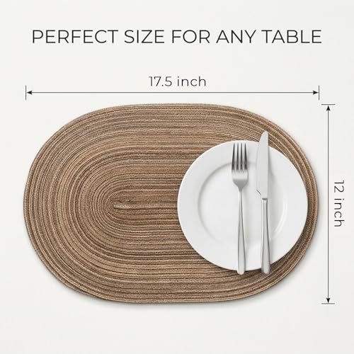 Placemats Set of 4, Woven Oval Braided Dining Table Mats(Brown) - color: Brown, size: 4 pcs