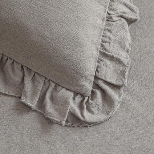 Foindtower Linen Fringe Ruffle Throw Pillow Covers 20×20 Inch Taupe Gray - color: Cinder, size: 20" x 20" (Pack of 2)