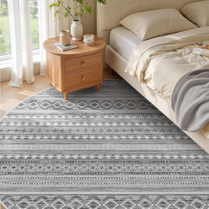 cotiled 8x8 Round Rug 8ft Circle Living Room Boho Area Rugs - color: Beige Grey, size: 8' (Round)