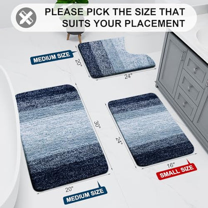 Arotive Microfiber Bathroom Rugs, Shaggy Soft Absorbent Bath Rug, 30x20 - color: Airy Blue, size: 30" X 20"