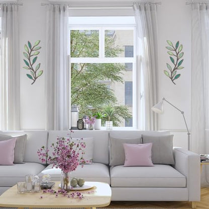 Zhengmy 2 Pcs Metal Leaf Wall Art Vine Branch Decor,Gradient Green - color: Gradient Green