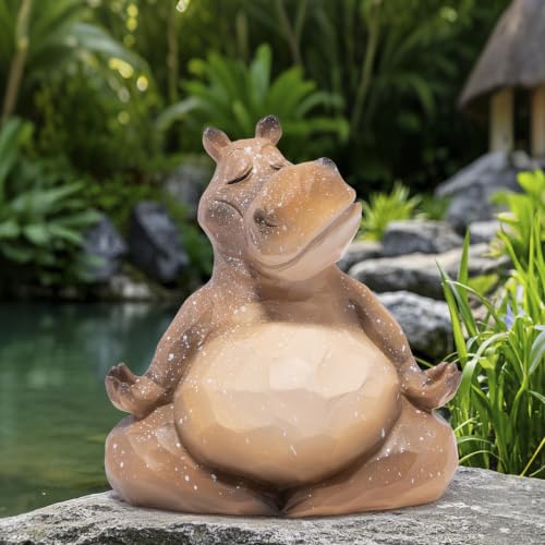 Hodao Meditating Hippo Figurine, Zen Animal Statue, Mindfulness Desk Decor - color: Meditation Hippo