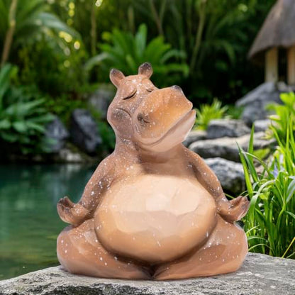 Hodao Meditating Hippo Figurine, Zen Animal Statue, Mindfulness Desk Decor - color: Meditation Hippo