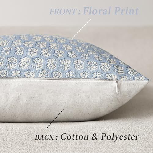 Foindtower Decorative Floral Print Throw Pillow Covers 18×18 Powder Blue - color: Powder Blue, size: 18" x 18" (Pack of 2)