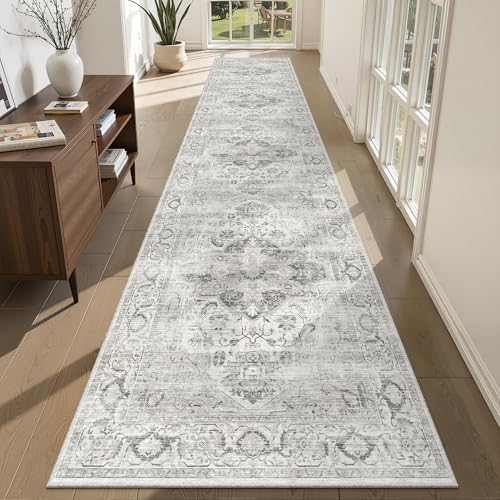 Hallway Washable 2x10 Runner Rug, Non Slip Kitchen Rugs Ivory/Gray - color: Ivory/Gray, size: 2'x10'