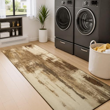 Merelax 2x6 Hallway Runner Rug Washable Non-Slip Brown Low Pile Carpet - color: Brown, size: 2' x 6' (Rectangular)