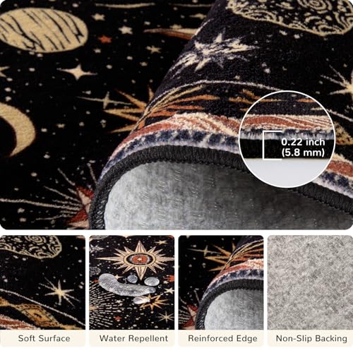 Vacuum-Friendly, 2x3 Washable Area Rug, Black Gold Beige Red - color: Black/Gold/Beige/Red, size: 2' x 3' (Rectangular)