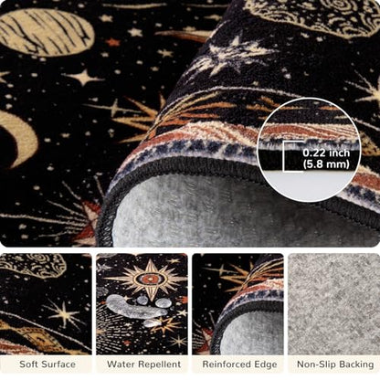 Vacuum-Friendly, 2x3 Washable Area Rug, Black Gold Beige Red - color: Black/Gold/Beige/Red, size: 2' x 3' (Rectangular)