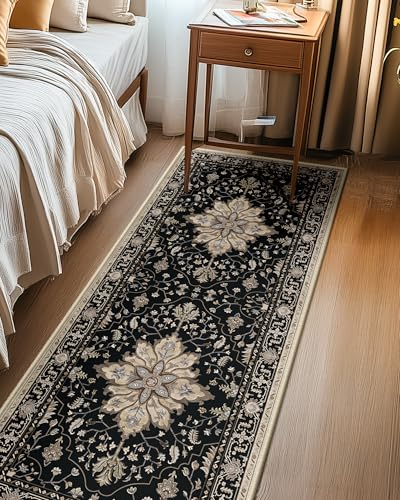 RELEANY Washable Area Rug, Runner 2'x6', Black/Neutral - color: Black/Neutral, size: 2' x 6' (Rectangular)