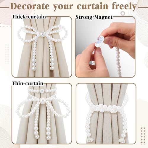 Lewtemi 4 Pcs Magnetic Curtain Tiebacks Decorative, Bowknot - style: Bowknot