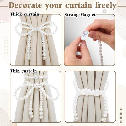 Lewtemi 4 Pcs Magnetic Curtain Tiebacks Decorative, Bowknot - style: Bowknot