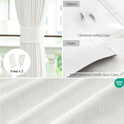 Topfinel Beige White Linen Pinch Pleated Blackout Curtains for Livingroom, 102 Inch Thermal Insulated Energy Saving Bedroom Drapes,Cozy Neutral Farmhouse 2 Panels Set, Beige White 40" W*102" L - color: Beigewhite, size: 40"W x 102"L (Pack of 2)