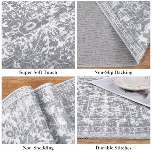 Pauwer Hallway Runner Rug 2x5, Washable Boho Kitchen Runner, Grey White - color: Grey White, size: 2' x 5' (Runner)