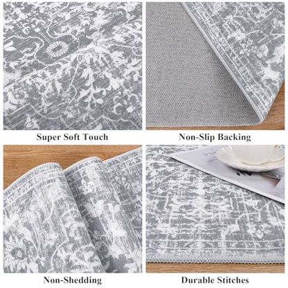 Pauwer Hallway Runner Rug 2x5, Washable Boho Kitchen Runner, Grey White - color: Grey White, size: 2' x 5' (Runner)