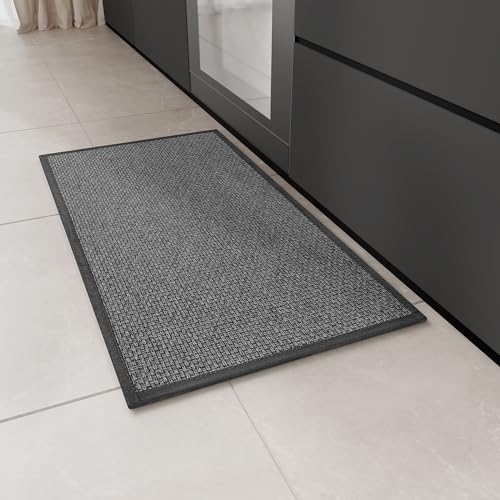 Hargiis Kitchen Rug, Rubber Non Slip Kitchen Rugs Washable, Absorbent Runner Mat for Floor, Machine Washable Standing Mats for in Front of Sink, Door, Laundry, Entryway, Entrance (Black, 30" × 17.3") - color: Black, size: 1'5" x 2'6" (Rectangular)