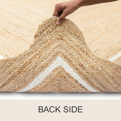 Wave Scalloped Jute Rug Entryway Natural Boho Area Rug Off-White 2'x4' - color: White, size: 2'x4'