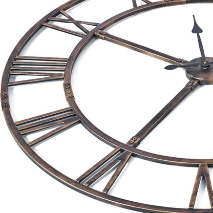 48 Inch Large Silent Wall Clock, Easy Assembly Roman Numeral Bronze - color: Bronze Metal Wall Clock, size: 48inch