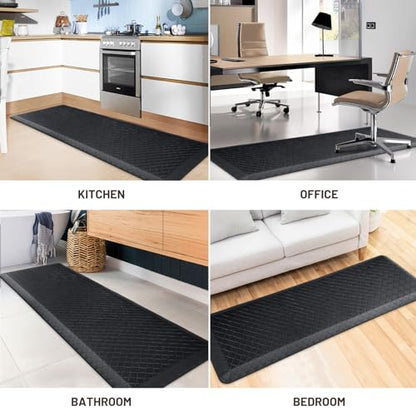 HappyTrends Kitchen Floor Mat - 4/5 Inch Thick Anti-Fatigue Kitchen Rug - color: Black, size: 72"L x 22"W x 0.8"Th
