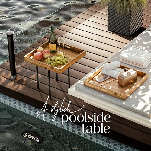TIDITA 20" x 20" Square Wooden Ottoman Tray, Built-in Handles, Serving Tray - color: Acacia, size: 20" x 20" x 2.4"