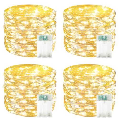 4 Pack 60 LED Fairy Lights Battery Operated with Timer, 20 FT String Lights - color: Warm White, size: 4PK（60LED）