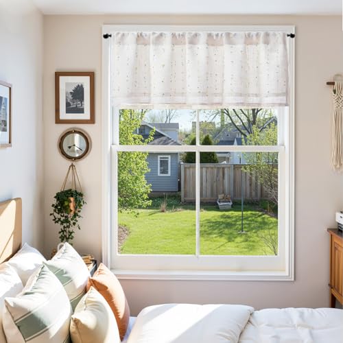 jinchan Kitchen Valance Curtain Double Layers, 50x16, 1 Panel, Sunlit Grove - color: Double | Dottie Sunlit Grove, size: 50"W x 16"L (Pack of 1)